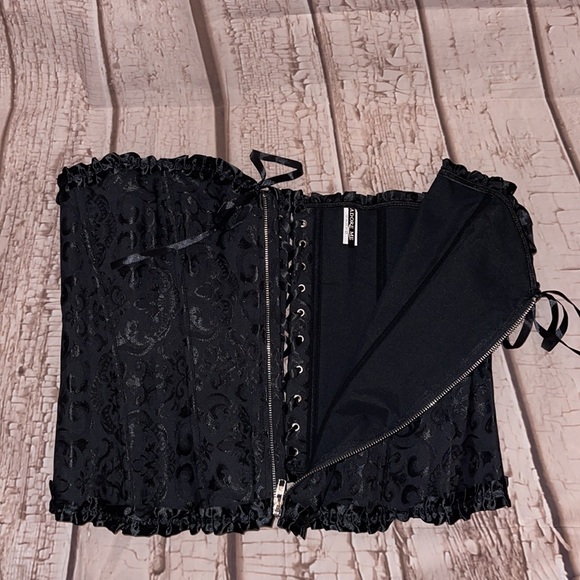 NWOT BLACK SATIN BROCADE BUSTIER PLUS SZ 3X - Picture 5 of 7